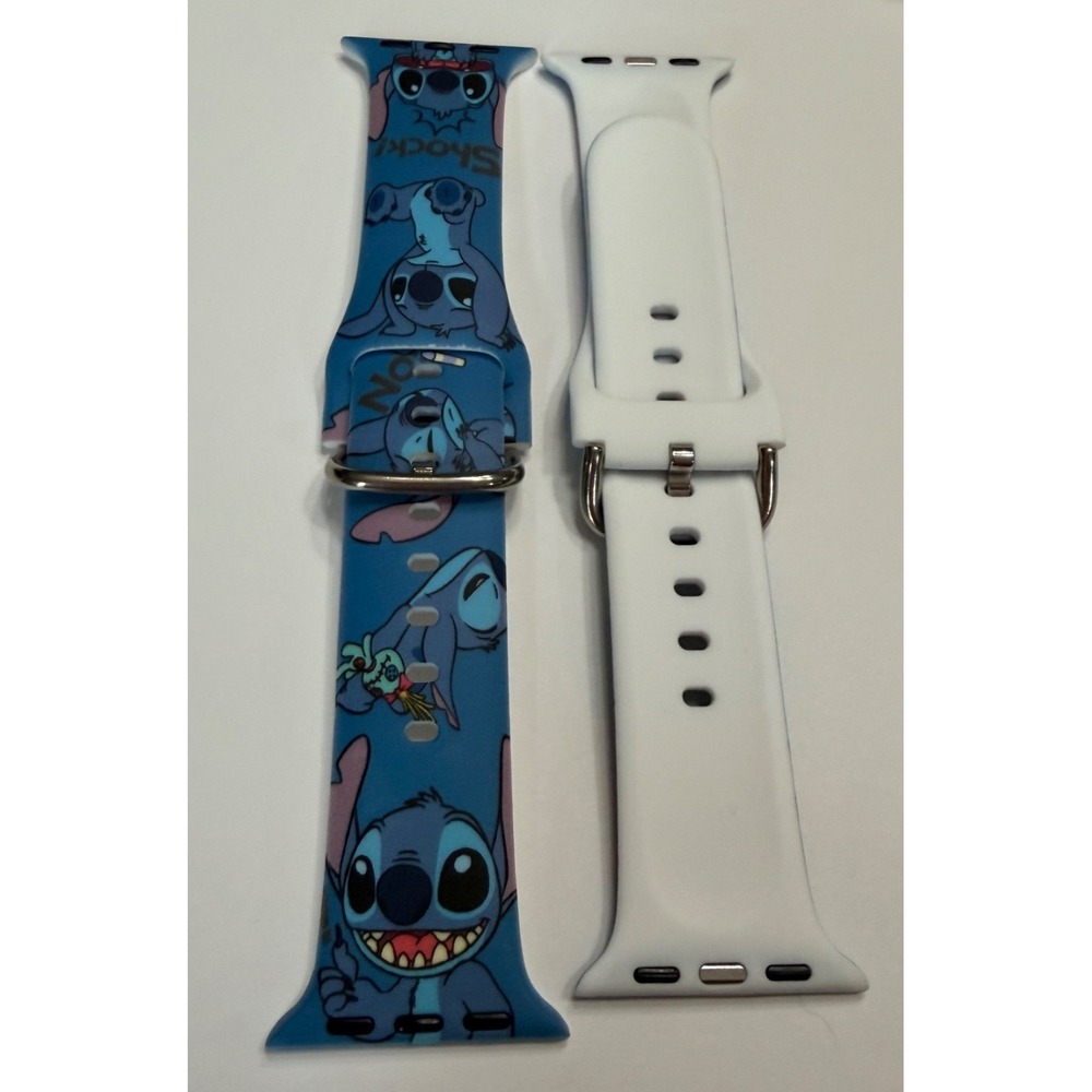 Stitch Inspired Apple Watch Band 38mm 40mm 41mm Blue Silicone Watch Strap New